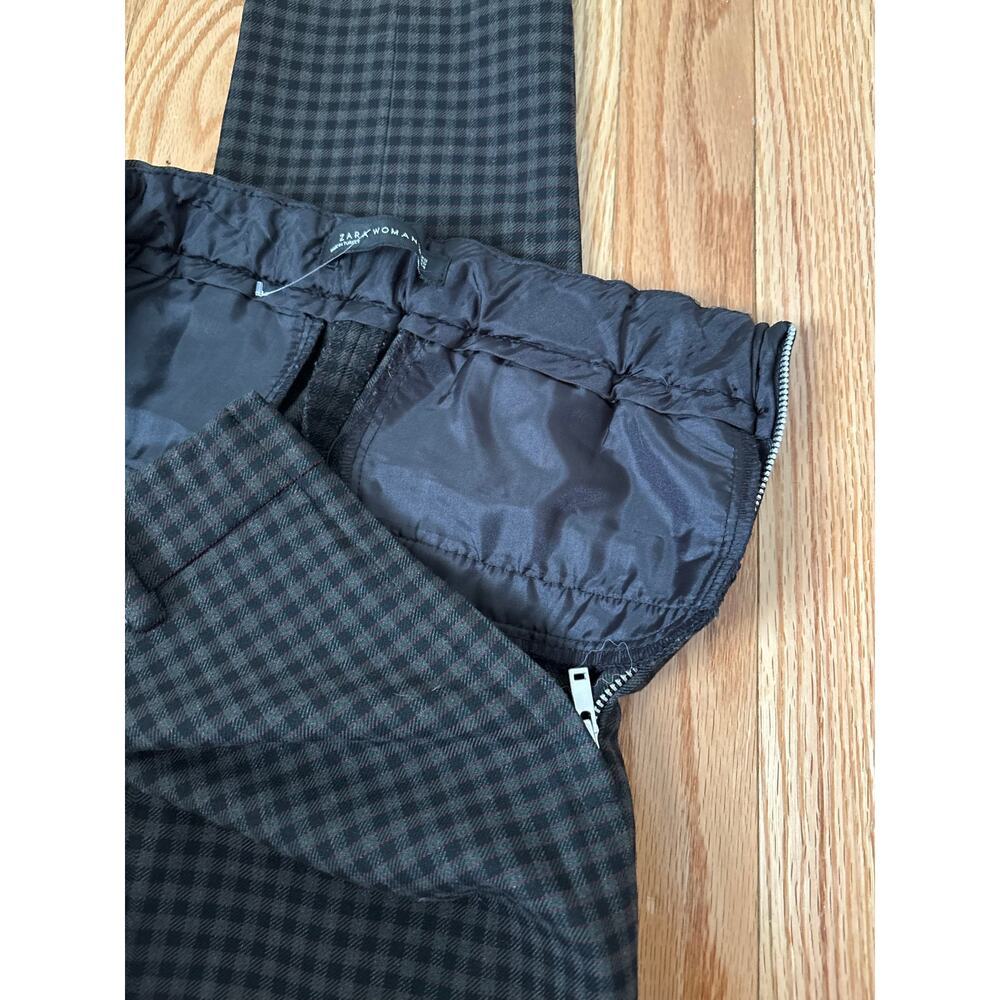 Zara Woman Plaid Skinny Pants XS Black Gray Check Ankle Trousers Office Career - Picture 3 of 8